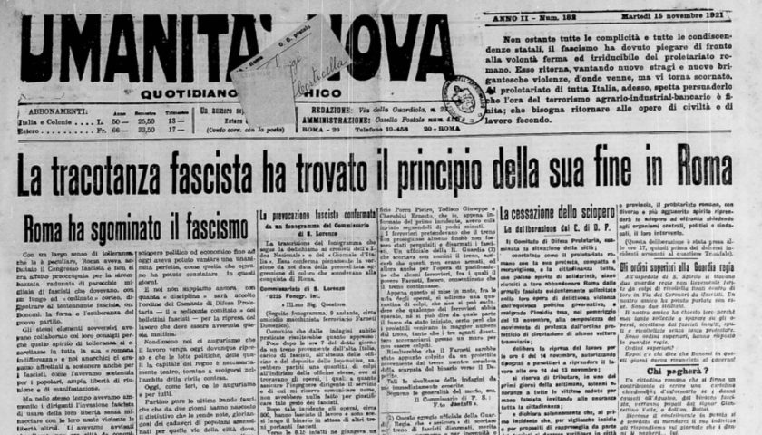 Novembre 1921. Alle origini dell’antifascismo romano