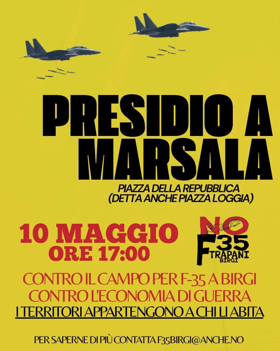 PRESIDIO A MARSALA CONTRO GLI F-35 A BIRGI